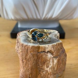 Vintage faux Sapphire and diamond ring